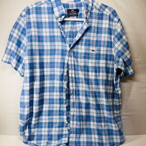 Vineyard Vines Men's‎ Casual Blue and White Plaid Shirt